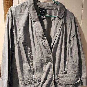 **Lane Bryant Gray Utility Blazer Jacket – Size 28**